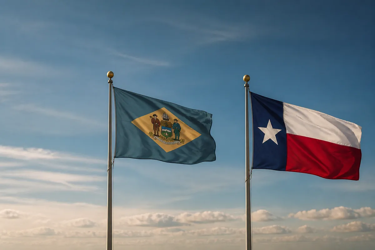 Editorial photo illustrating Reincorporation in 2026: Delaware, Texas, and Choosing a Domicile